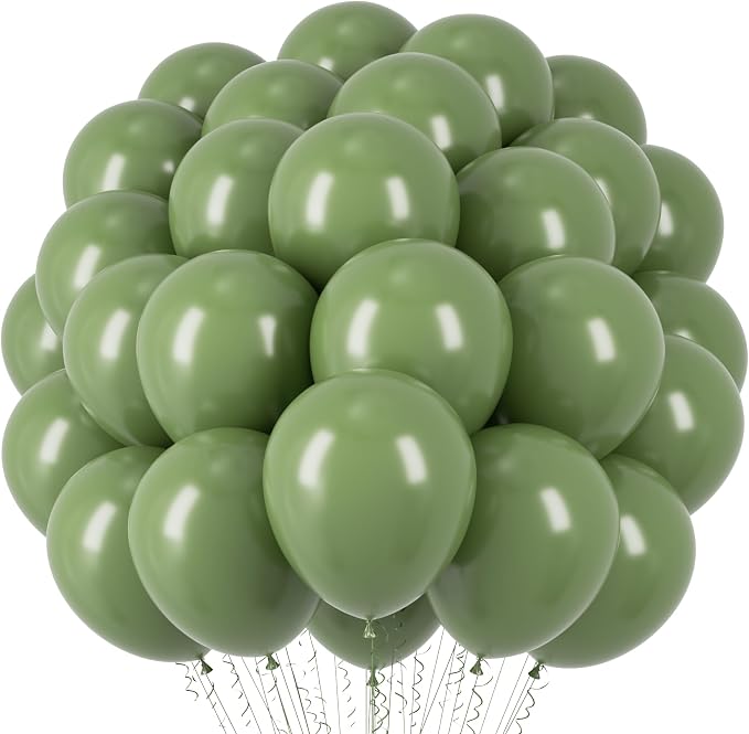 Voircoloria 66pcs Sage Green Olive Green Latex Party Balloons, 12inch | by Voircoloria