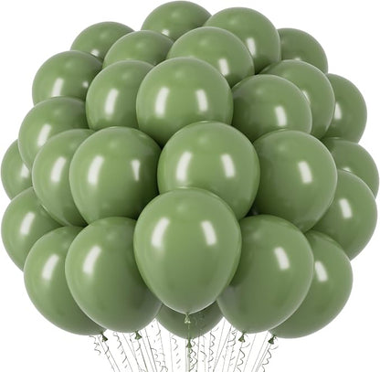Voircoloria 66pcs Sage Green Olive Green Latex Party Balloons, 12inch | by Voircoloria