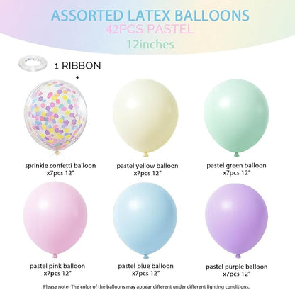 Pastel Balloons for Birthday Party Decorations- 12 Inch Yellow Green Pink Blue - Image 2