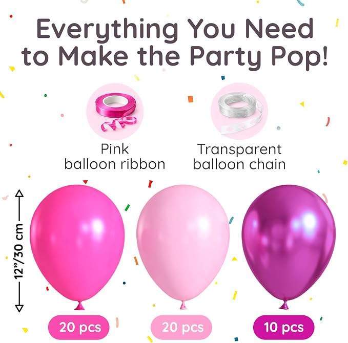 ZENO 50pcs Pink Balloons 12 Inch Helium Grade Latex Balloons - Image 2
