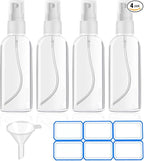 4 Pack 1 Oz (30ml) Mini Spray Bottles Clear Travel Size Spray Bottles Leak Proof with Funnels and Labels