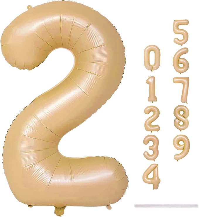 40" Neutral Number 2 Balloon for Boys Girls, Large Self Inflating Nude Helium - Image 3