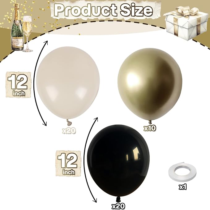 Black White and Gold Balloons - Image 3