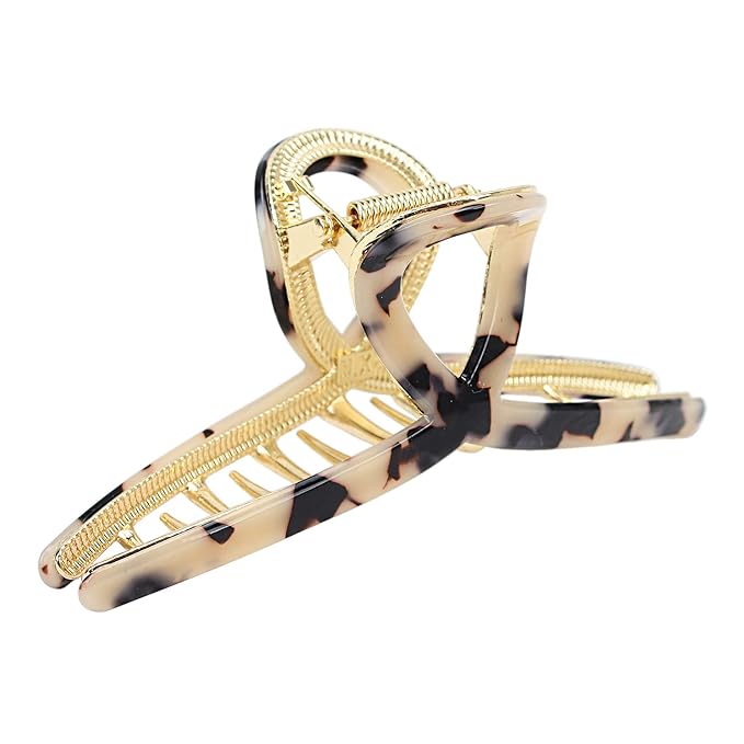 Large 4.7" Butterfly Acetate Hair Claws and Clamps - Strong Hold Hair Accessories for Long Thick Hair (Light Leopard)