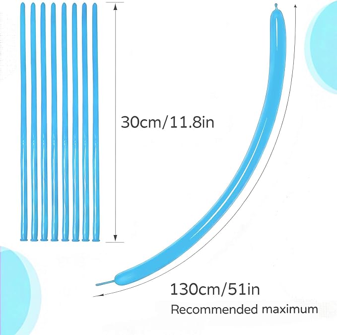 260 Light Blue Long Balloons for Balloon Garland Thickening Skinny Latex - Image 3