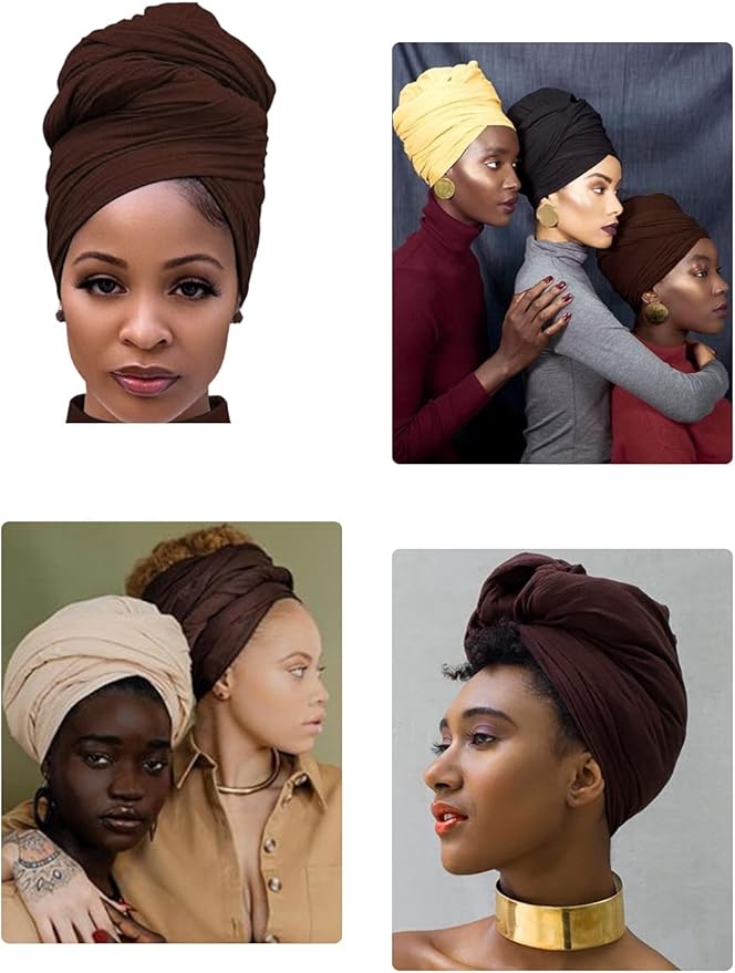 Harewom Head Wraps for Black Women Stretch Head Scarf Long African Hair Wraps Turban Headwraps Jersey Headbands
