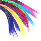 Colored Braids Hair Extensions with Rubber Bands Rainbow Braided Synthetic Hairpieces Ponytail Hair Accessories for Women Kids Girls Party Highlights Cosplay Dress Up (12PCS B Style)