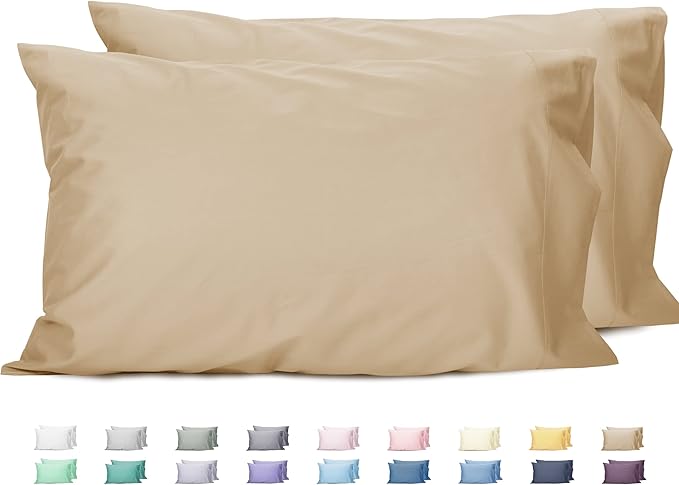 Sunflower King Pillowcases Set of 2, 100% Cotton King Size Pillow Cases 2, 20×40 inches Sandshell, Soft and Breathable