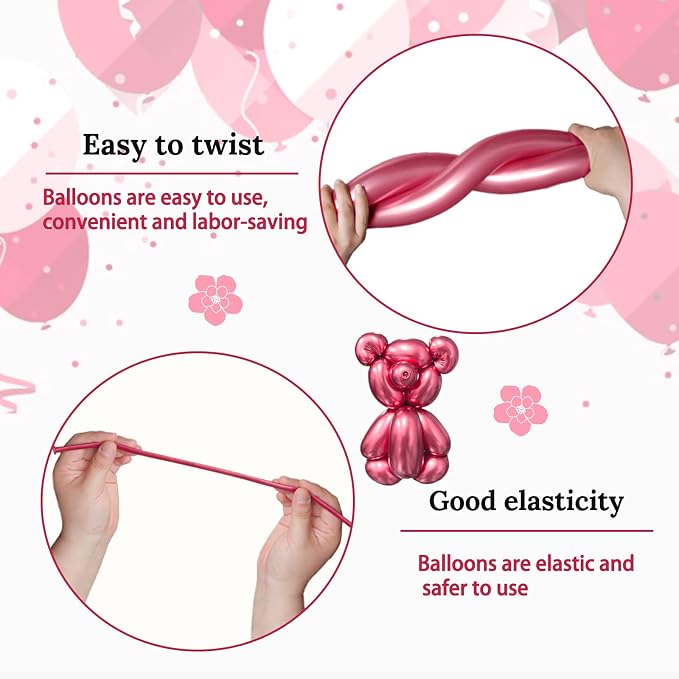 260 Metallic Red Long Balloons for Balloon Garland Thickening Skinny Latex - Image 4