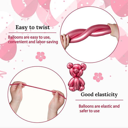 260 Metallic Red Long Balloons for Balloon Garland Thickening Skinny Latex - Image 4