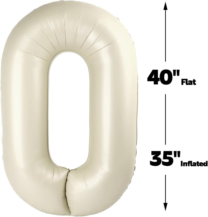 Cream White Number 0 Balloon 40 inch, Birthday Party Balloons Decorations | - Image 2