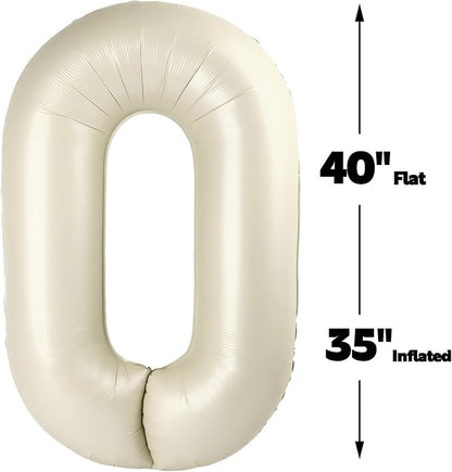 Cream White Number 0 Balloon 40 inch, Birthday Party Balloons Decorations | - Image 2