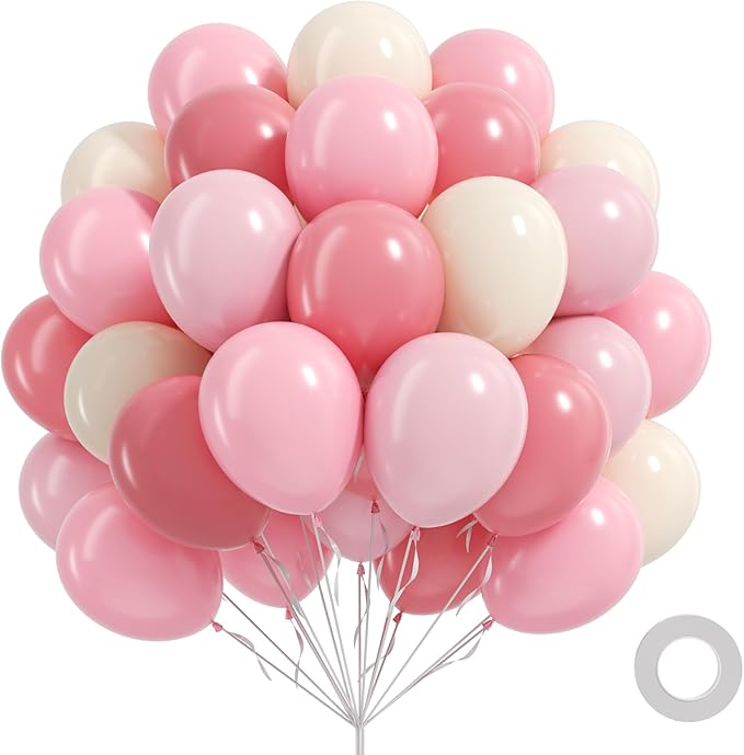 60pcs Pink and White Balloons 12inch by Unknown