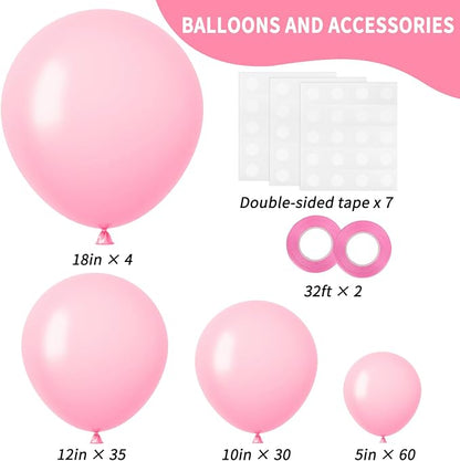 RUBFAC Pink Balloons Pastel Pink Balloon Arch Kit Different Sizes 129pcs | - Image 2