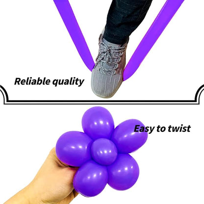 Purple 260 Long Skinny Twisting Animal Balloons, Rainbow Balloons - Image 4