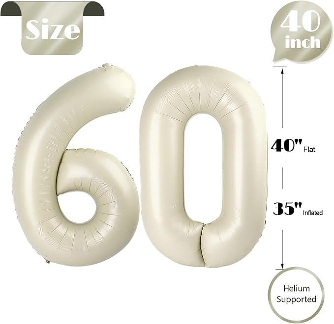 Cream Number 60 Balloon 40 Inch - Image 5