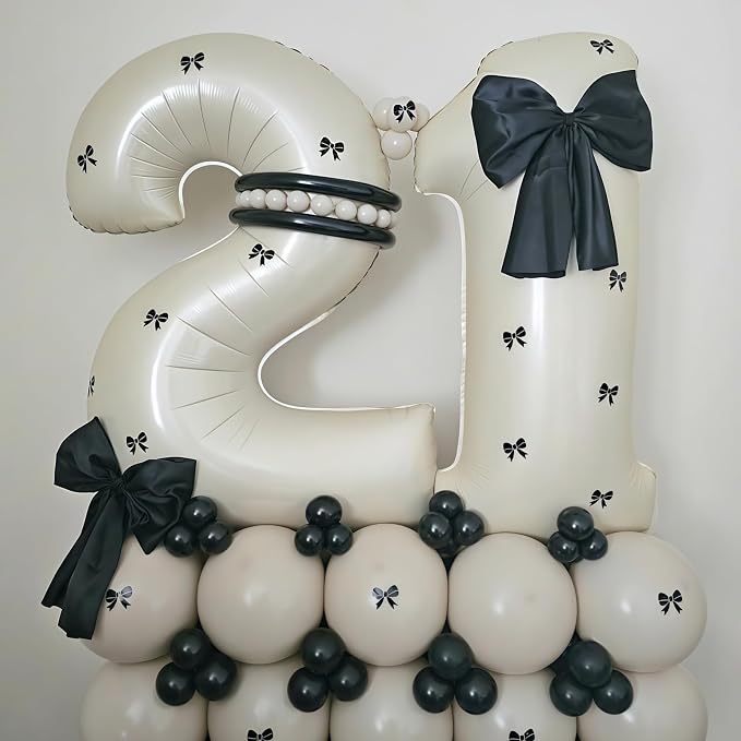 Cream Number 12 Balloons, 40 Inch 12 Balloons Giant Helium Foil Mylar Beige 12 - Image 4