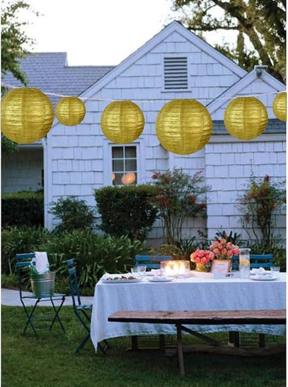 BEISHIDA 12 Inch Gold Paper Lanterns 6 Packs Hanging Round Chinese Lantern | - Image 4