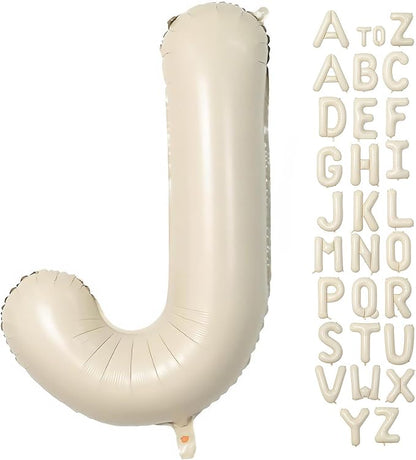 Cream Letter J Balloons, 40 Inch Balloons Letter J Mylar Helium Large J Balloon by BBPOOL