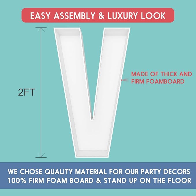 2FT Letter V Mosaic Balloon Frame Letter DIY Fillable Letters Kit - Image 2