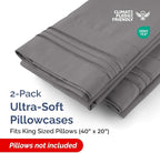 King Pillow Cases Set of 2 - Ultra Soft Hotel Quality Pillowcase Covers - Comfy, Cozy & Wrinkle Free - Shrinkage, Stain & Fade Resistant - Machine Washable Pillow Protectors - 2 Piece Set - Dark Grey