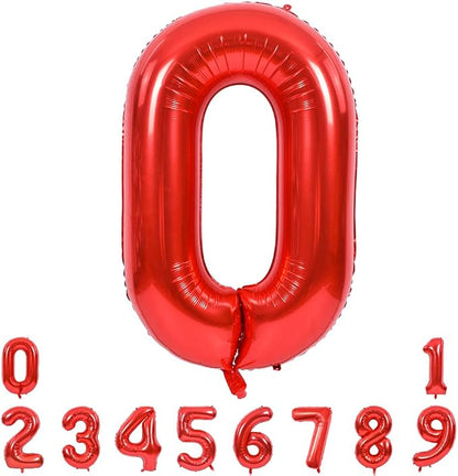 TONIFUL 40 Inch Red Number 0 Balloons Large Foil Milestone Birthday Decor | Red by TONIFUL