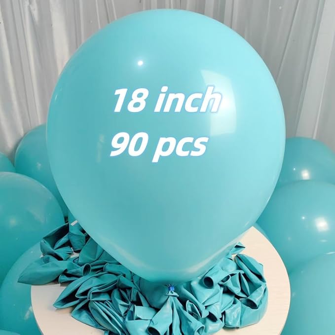 90 Packa Teal Balloons 18 inch Turquoise Latex Big Balloons - Image 2