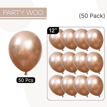 PartyWoo Metallic Rose Gold Balloons 50pcs Chrome Champagne Gold Color | 12 - Image 6