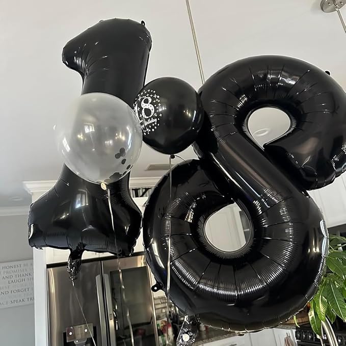 40 Inch Black Number Balloon 8, Large Number Foil Balloons Mylar - Image 5