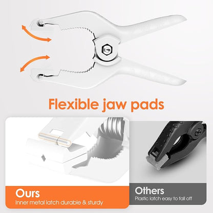 Spring Clamps Heavy Duty, 6in Plastic Backdrop Clips, 6 Pack White | Strong - Image 4