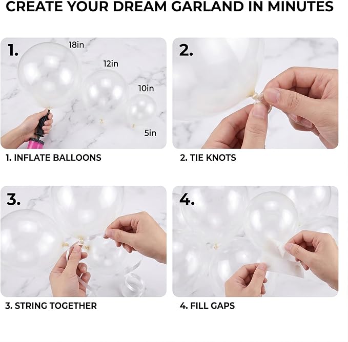 102pcs Clear Balloons Garland Arch Kit, 18 12 10 5 Inch Balloons | Assorted - Image 3