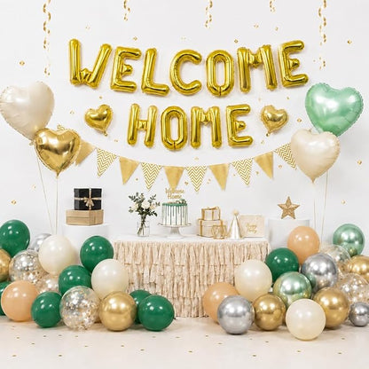 TONIFUL 16 Inch Gold Welcome Home Foil Letter Balloon Banner Decoration Kit | - Image 3