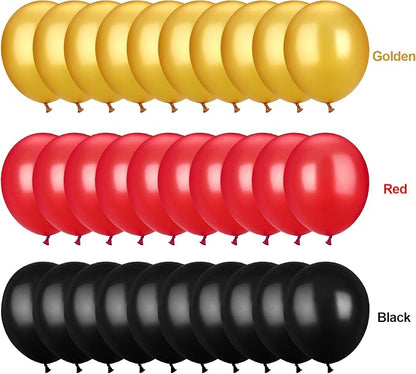 TecUnite 100 Pcs Red Black Gold Latex Balloons 5 Inch Colorful Round Balloons - Image 6