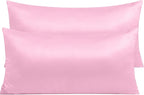 NTBAY Zippered Satin Pillow Cases for Hair and Skin, Luxury King Hidden Zipper Pillowcases Set of 2, 20x36 Inches, Light Pink