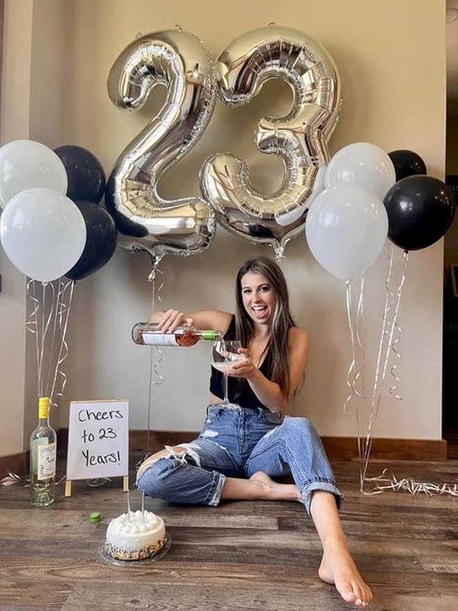 30 Balloon 40 inch Silver Number Balloons - Image 3