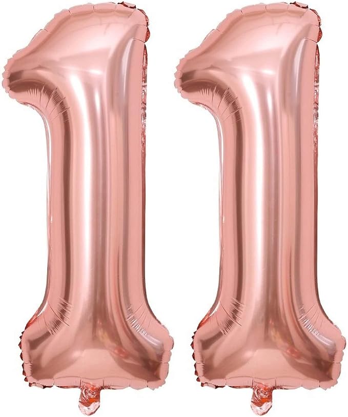 40 Inch Rose Gold 11 Balloons Giant Number 11 Balloons Rose Gold 11 Birthday by LHOAVWE