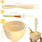 7Pcs Silicone Facial Mask Bowl DIY Face Mask Mixing Bowl for Home Salon Spa Face Skin Applicator, Yellow