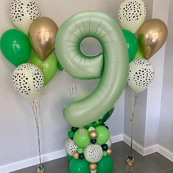 Number 9 Balloon, 40-Inch Sage Green Number Balloon | 40-inch foil balloon - Image 5