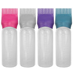 ELANE 4 Pack Hair Oiler Comb Bottle,Root Comb Applicator Bottle for Hair Oil Scalp Hair Oiling Applicator(Grey+Purple+Red+Green)