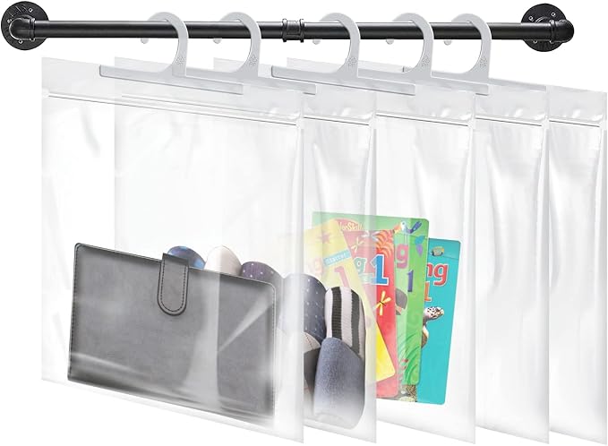 24 Pack Hanging Storage Bags, Large Hook 10 x 12.5-inch Clear Plastic Bags - Image 2