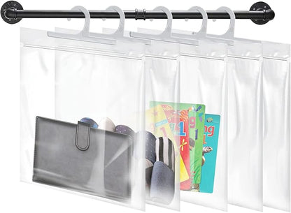 24 Pack Hanging Storage Bags, Large Hook 10 x 12.5-inch Clear Plastic Bags - Image 2