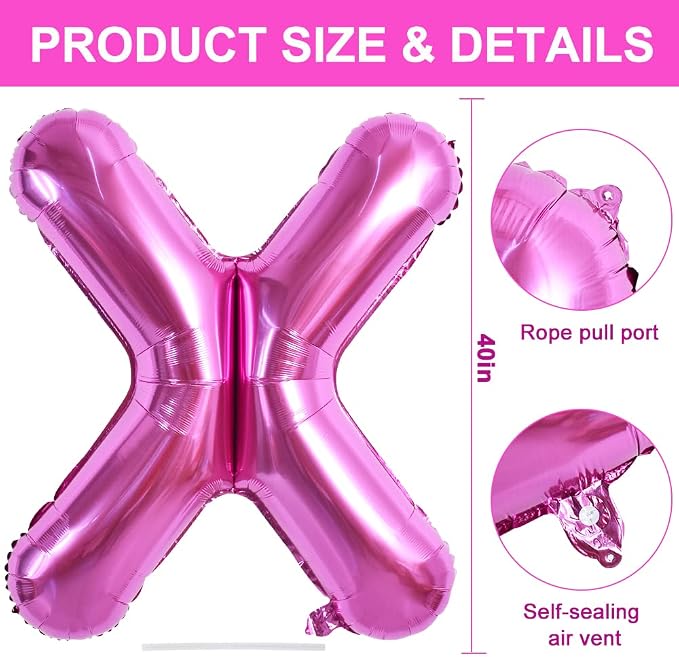 TONIFUL 40 Inch Large Rose Red Letter X Balloon - Image 2