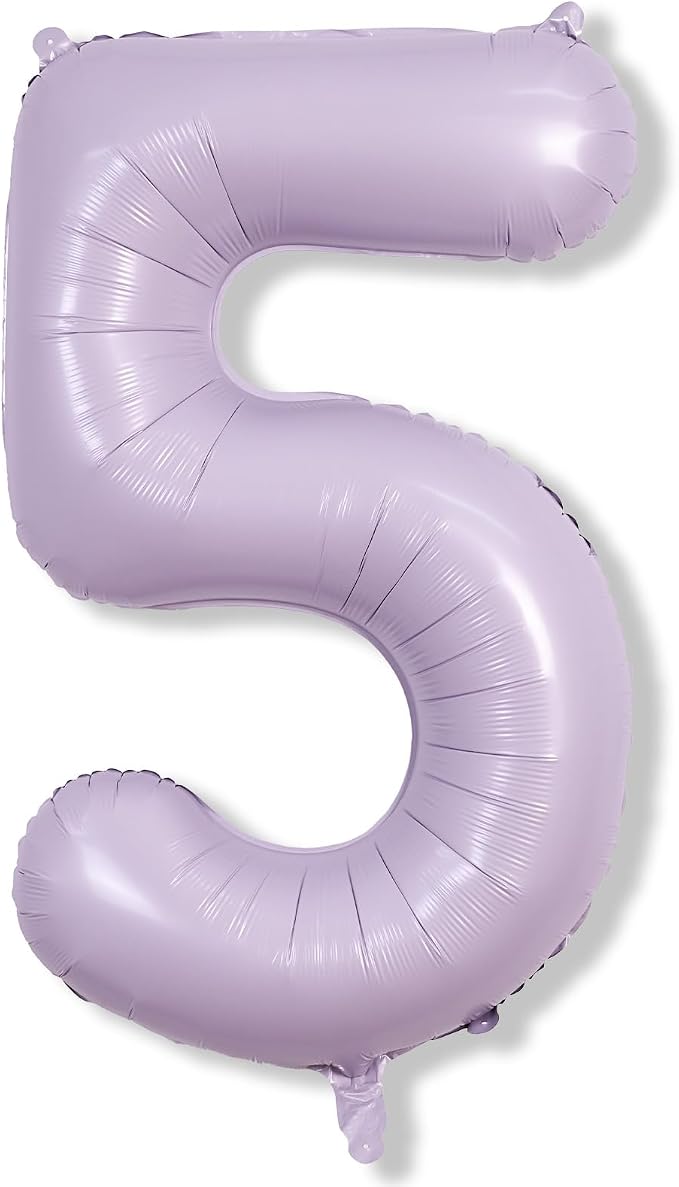 Pastel Purple 5 Balloons, 40 Inch Giant Dusty Light Purple Mylar Foil Number - Image 8