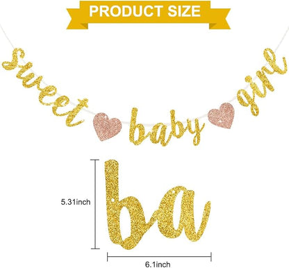 BEISHIDA Pre-Strung Glitter Gold Girl Baby Banner Baby Shower Decor | NO DIY - Image 2