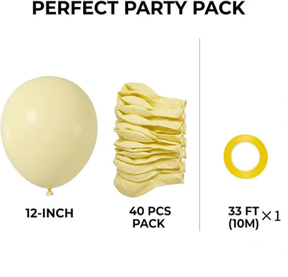 40pcs Pastel Yellow Balloons 12 Inch, Matte Light Lemon Yellow Balloons | Latex - Image 2