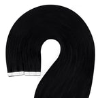 YoungSee 26 Inch Tape in Extensions Human Hair Black Human Hair Tape in Extensions 50g Jet Black Hair Extension Real Human Hair Tape-in 20pcs Long for Adding Hair Length