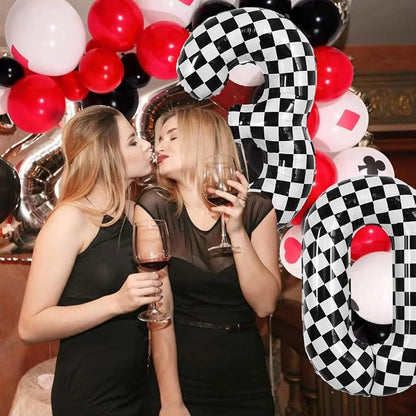 TONIFUL 40 Inch Large Checkered Number 3 Balloon 3rd Birthday Decorations | 3rd - Image 4
