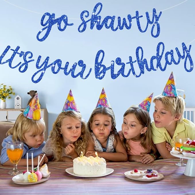 BEISHIDA Glitter Blue Pre-Strung Go Shawty It's Your Birthday Banner Decor | NO - Image 4