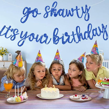 BEISHIDA Glitter Blue Pre-Strung Go Shawty It's Your Birthday Banner Decor | NO - Image 4