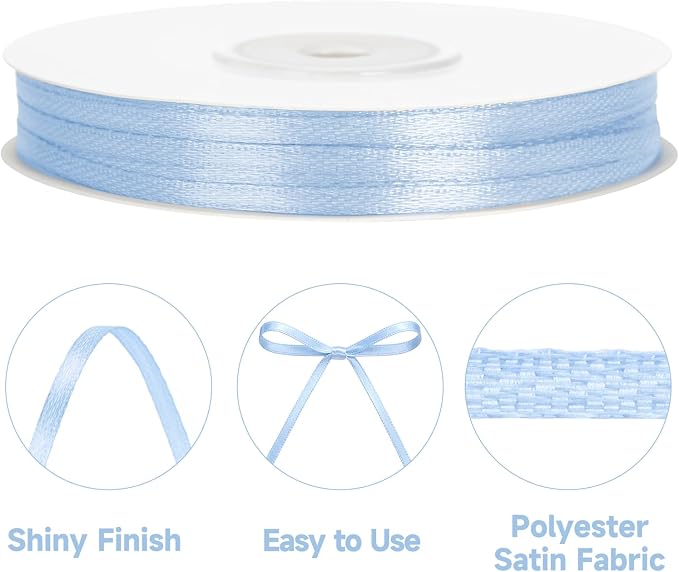 KINGLAKE Light Blue Satin Ribbon - Image 3